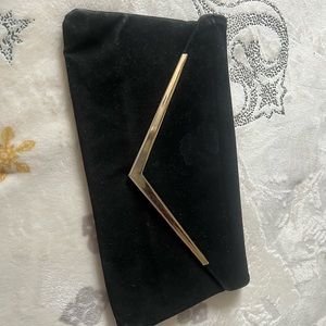 Velvety black pre-loved clutch bag